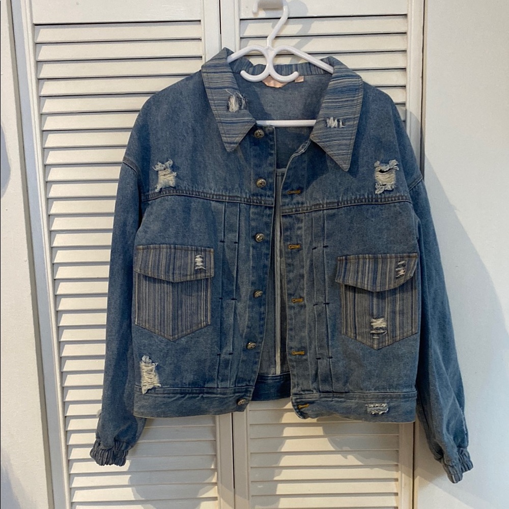 Distressed Blue Denim Jacket- Unisex